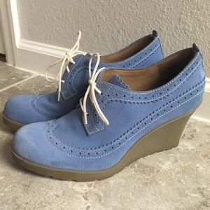 Dr.Martens | Wedge Heel Blue Suede Booties